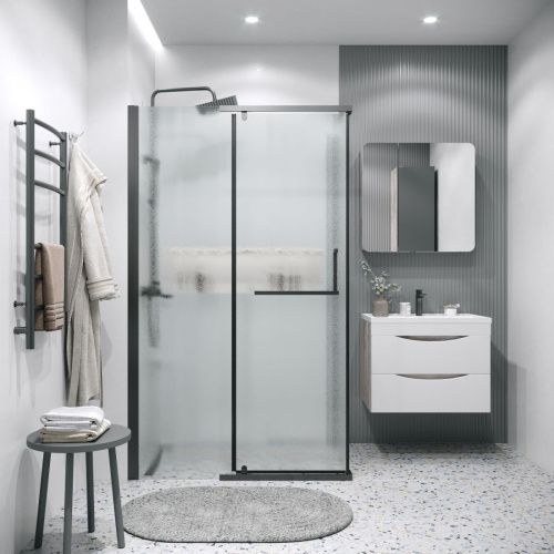 Душевая перегородка Grossman Pragma 200.K33.03.80.21.02 80х195 стекло текстурное профиль черный - фото 4