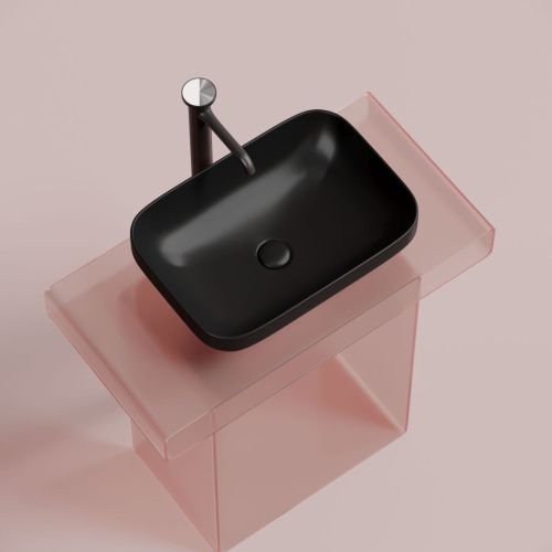 Раковина из сантехнического фарфора Ceramica Nova ELEMENT CN6055MB 50х40 накладная цвет черный без отверстий под смеситель - фото 2