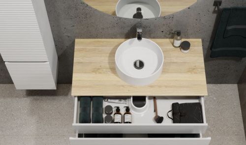 Тумба под раковину Jorno COSSETY Coss.01.100/P/W-DG/JR 100х50 подвесная цвет белый - фото 3