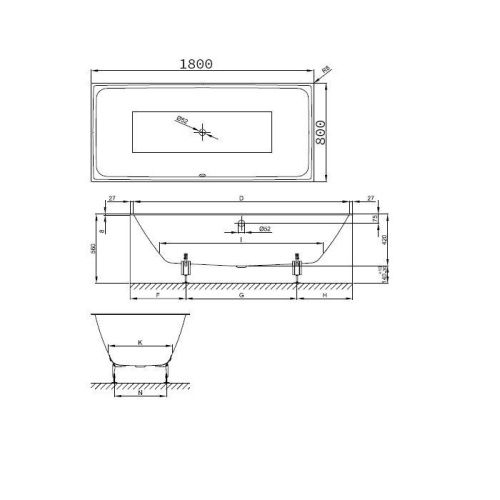 Ванна стальная Bette Loft 3172-000 PLUS 180х80 встраиваемая прямоугольная без ножек - фото 2