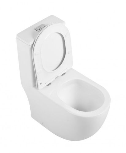 Унитаз напольный с бачком CeramaLux TR2176MN белый с сиденьем микролифт безободковый смыв торнадо - фото 2