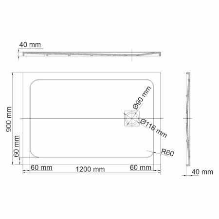 Душевой поддон из искусственного камня Wasserkraft Neime 19T 19T07 120х90 черный