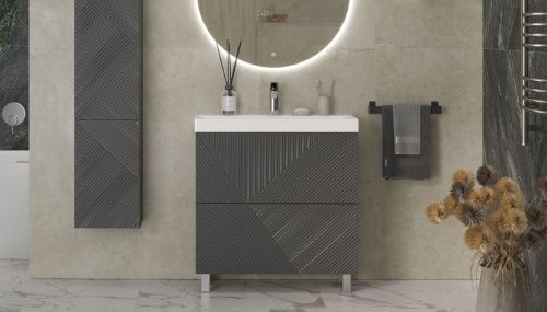 Тумба под раковину Velvex EDGE tn.EDG.9696.80.2Y графит 80х40 напольная цвет серый - фото 2