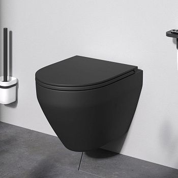 Унитаз подвесной Am.Pm Spirit V2.0 C701700MBSC черный с сиденьем микролифт безободковый каскадный смыв