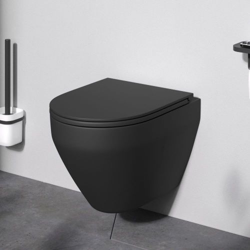 Унитаз подвесной Am.Pm Spirit V2.0 C701700MBSC черный с сиденьем микролифт безободковый каскадный смыв