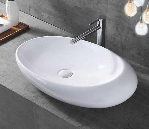 Раковина из сантехнического фаянса CeramaLux 7807 70х50 накладная цвет белый без отверстий под смеситель - фото 3