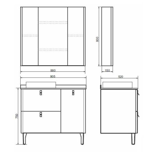 Зеркало-шкаф Comforty Сорренто 00-00001968CF 90х80 подвесной цвет серый - фото 2