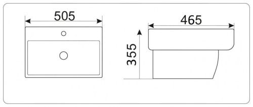 Раковина из сантехнического фаянса CeramaLux NB164 50х50 подвесная цвет белый 1 отверстие под смеситель - фото 2