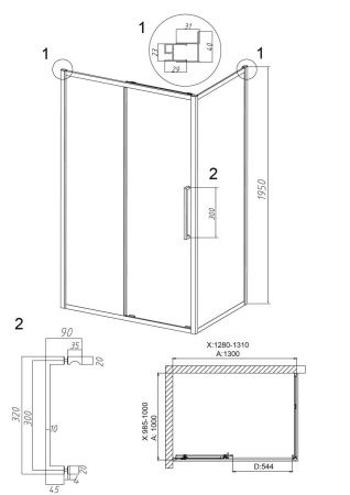 Душевой уголок Grossman Cosmo 120.K33.02.1310.42.00 130х100 стекло прозрачное профиль графит без поддона
