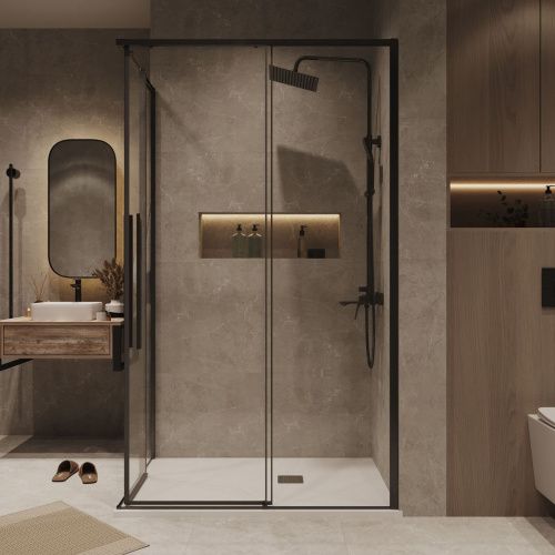 Душевой уголок Grossman Galaxy 300.K33.01.1090.42.00 100х90 стекло прозрачное профиль графит без поддона - фото 5