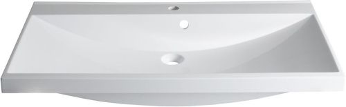 Раковина из искусственного камня Aquanet Нота 00284114 90х50 полувстраиваемая цвет белый 1 отверстие под смеситель - фото 5