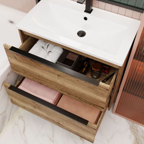 Тумба с раковиной La Fenice TESORO NFNC-01-TES-DGT-100-2-3-100 100х50 подвесная цвет коричневый - фото 4