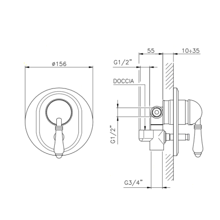 Встраиваемая часть для душа с переключателем Nicolazzi 4060