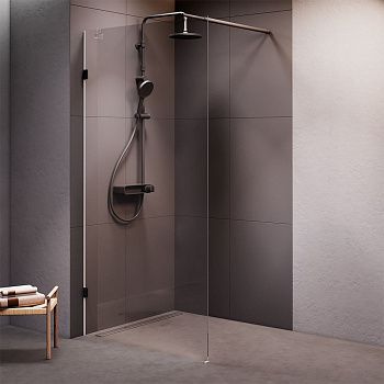 Душевая перегородка Am.Pm X-Joy W94UWI-100-F1-BTE 100х195 стекло прозрачное профиль черный