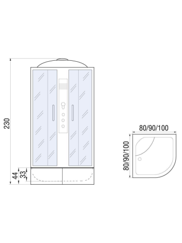 Душевая кабина River DUNAY 10000006193 100х100 четверть круга с крышей ориентация универсальная - фото 2