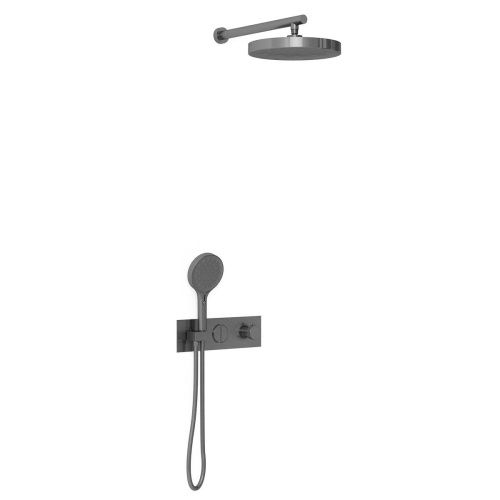 Душевая система Vincea VSFW-422TI2GM встраиваемая в стену цвет вороненая сталь с термостатом - фото 2