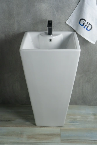 Раковина керамическая Gid Autonomo 81103 50х50 напольная цвет белый 1 отверстие под смеситель - фото 5