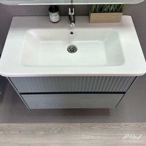 Тумба с раковиной Alavann Wave ALV1113000 80х50 подвесная цвет серый - фото 4