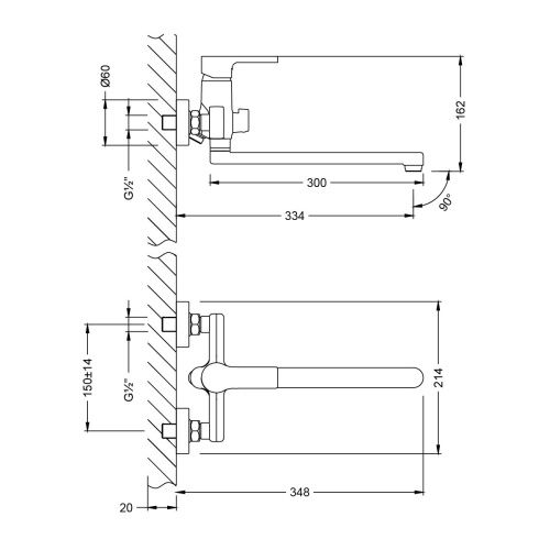 Смеситель для ванны LeMark Aura LM0651CH настенный хром - фото 2