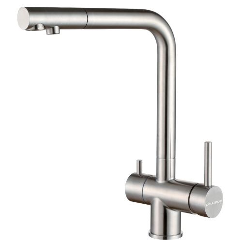 Смеситель для кухни Paulmark SKALEN Sk213020-BS на мойку нержавеющая сталь