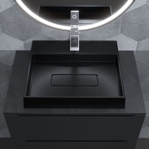 Раковина из искусственного камня Uperwood Tanos Quartz 291030050 50х40 накладная цвет черный - фото 4