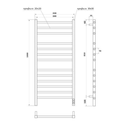 Полотенцесушитель электрический Point Вега PN71850GB 55х100 серый - фото 2