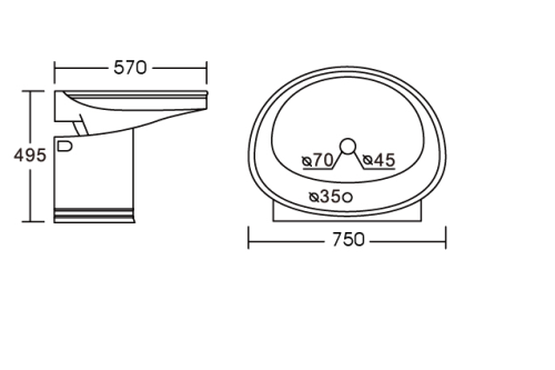 Раковина из сантехнического фаянса CeramaLux 4290 80х60 подвесная цвет белый 1 отверстие под смеситель - фото 2