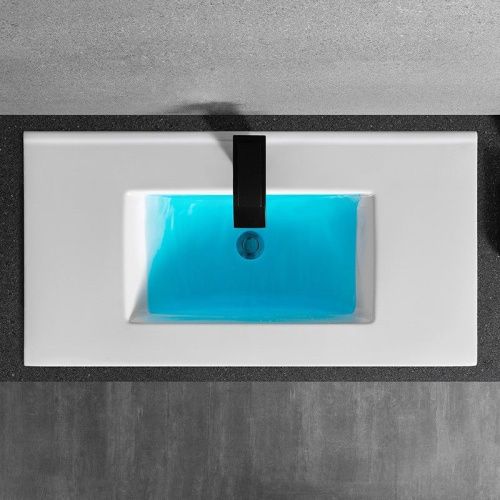 Раковина из сантехнического фаянса CeramaLux YJ803-90 90х40 встраиваемая цвет белый 1 отверстие под смеситель - фото 3