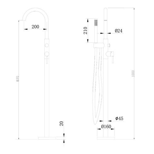 Смеситель Abber Wasser Kreis AF8115BN напольный черный - фото 3