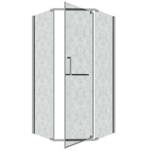 Душевой уголок Grossman Pragma 302.K33.03.1010.10.02 100х100 стекло текстурное профиль хром без поддона - фото 2