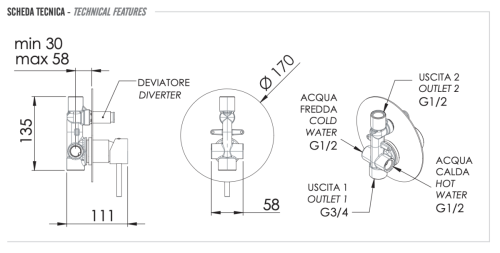 Смеситель для душа Remer X Style X09L встраиваемый в стену хром - фото 2