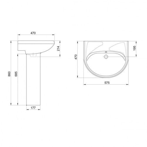 Раковина из сантехнического фарфора Santeri Вест 131118S0001B0 60х50 подвесная цвет белый - фото 3