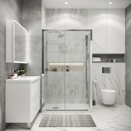 Душевой уголок Grossman Cosmo 120.K33.02.1090.10.02 100х90 стекло текстурное профиль хром без поддона