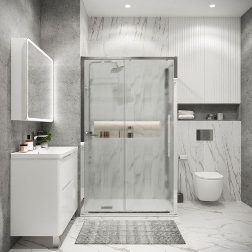 Душевая перегородка Grossman Cosmo 200.K33.02.80.10.02 80х195 стекло текстурное профиль хром - фото 4