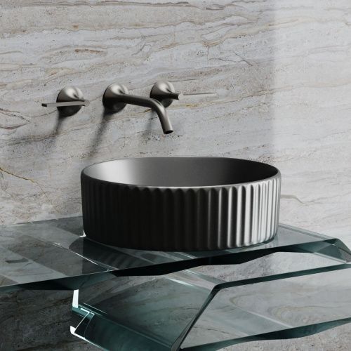 Раковина из сантехнического фарфора Ceramica Nova ELEMENT CN6057MDH 40х40 накладная цвет черный без отверстий под смеситель - фото 3