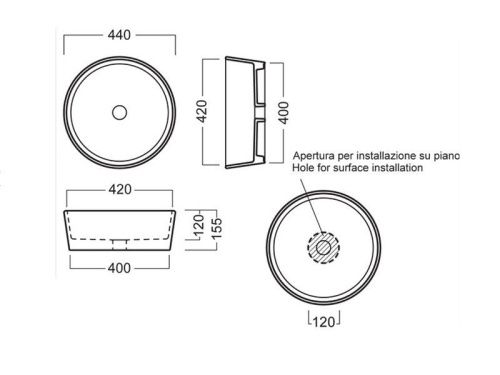 Раковина из сантехнического фаянса Hatria HAPPY HOUR YXSP01 40х40 встраиваемая цвет белый - фото 2