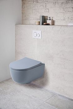 Унитаз подвесной Vincea Evo VT1-34SMO голубой с сиденьем микролифт безободковый душевой смыв