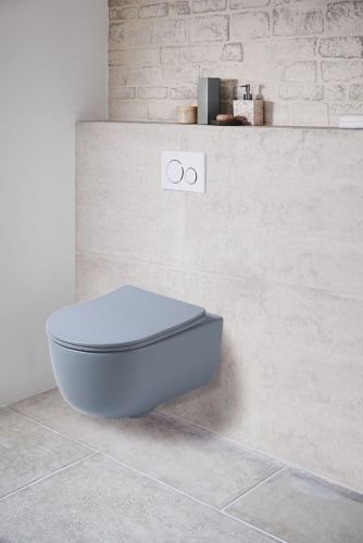 Унитаз подвесной Vincea Evo VT1-34SMO голубой с сиденьем микролифт безободковый душевой смыв