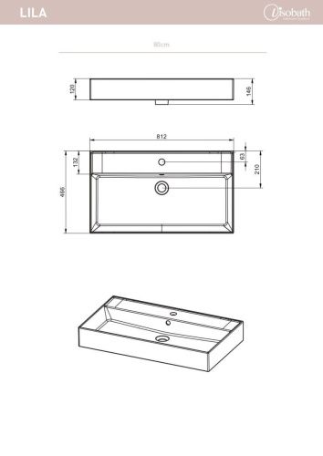 Раковина керамическая Visobath Lila 73518 80х50 встраиваемая цвет белый 1 отверстие под смеситель - фото 2