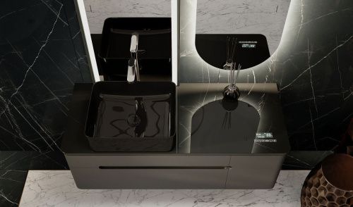 Тумба под раковину Jorno SHINE Shi.01.120-M/P/A 120х50 подвесная цвет черный - фото 3