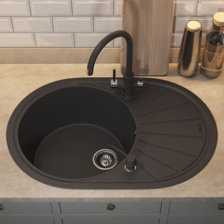 Кухонная мойка Uperwood Quartz Premium UPD-02 3910202107 75х50 цвет черный поверхность матовая