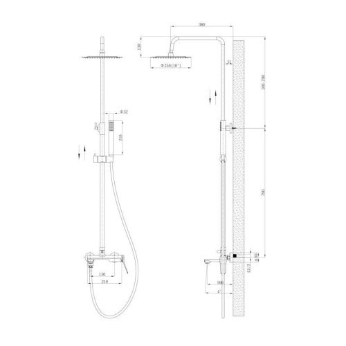Душевая стойка Esko ST1425SHAGold настенная цвет золото - фото 3