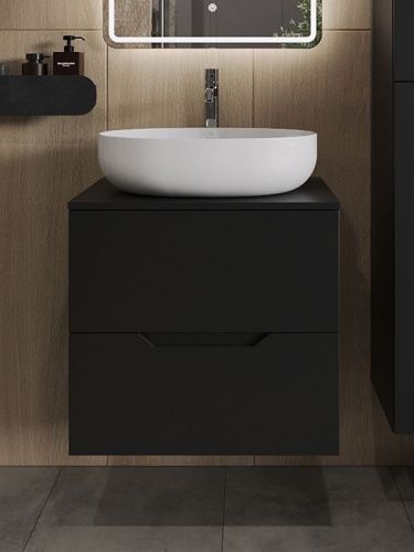 Тумба с раковиной Orange Line Li-60TubMDF+B05-520W 60х50 подвесная цвет черный - фото 3