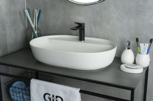 Раковина керамическая Gid Lago 51192 60х40 накладная цвет белый 1 отверстие под смеситель - фото 4