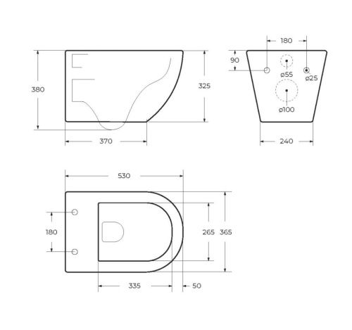 Чаша унитаза подвесная Cezares RELAX CZR-3806-53-TH-TOR/SC цвет белый без сиденья безободковая смыв торнадо - фото 4
