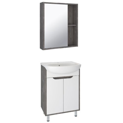 Тумба под раковину Runo ЭКО 00-00001338 60х30 напольная цвет белый/серый - фото 2