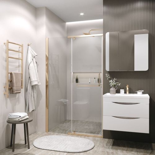 Душевая дверь Grossman Pragma 100.K33.03.120.32.00 120х195 стекло прозрачное профиль золото - фото 3