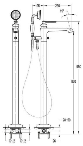 Смеситель Cezares LIBERTY LIBERTY-F-VDP-01 напольный хром - фото 2