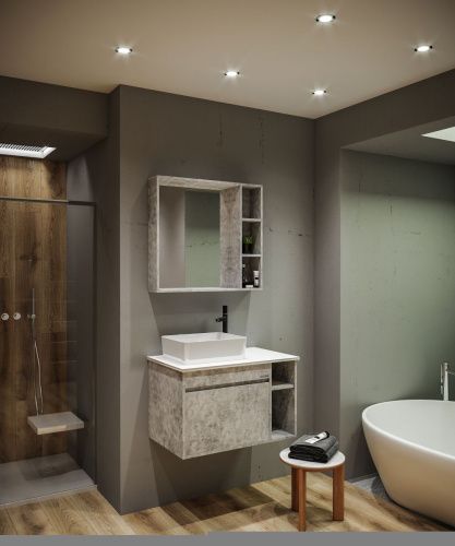 Тумба под раковину Grossman Фалькон 108005 80х50 подвесная цвет серый - фото 3