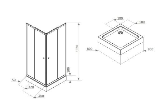 Душевой уголок Parly ZFQ81B 80х80 стекло матовое профиль черный с поддоном - фото 4